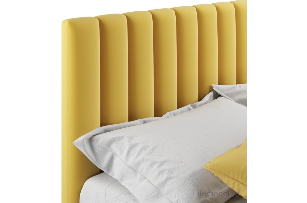 Двуспальная кровать Olivia 160х200 с ПМ желтый велюр