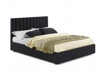 Двуспальная кровать Olivia 160х200 с ПМ лиловый велюр черный велюр