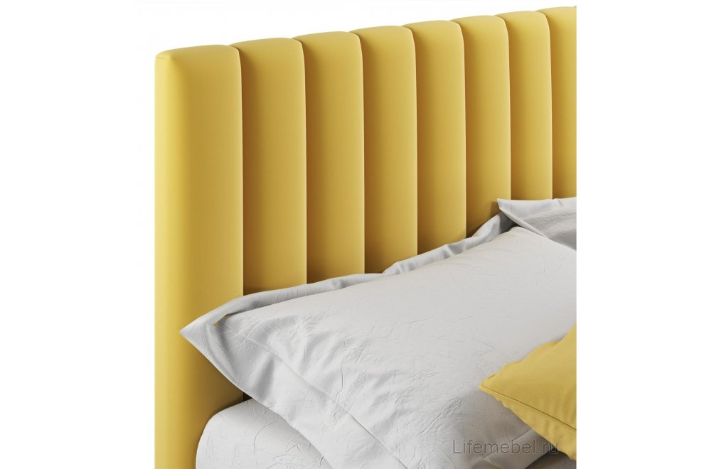 Двуспальная кровать Olivia 180х200 с ПМ желтый велюр