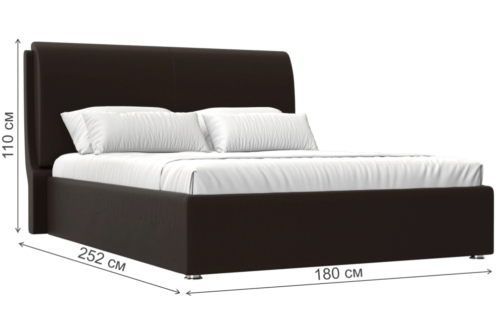 Двуспальная кровать Грант 160х200 с ПМ экокожа коричневая