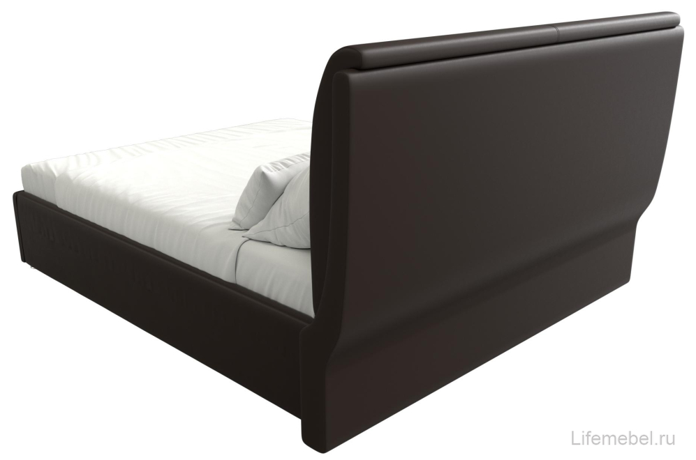 Двуспальная кровать Грант 160х200 с ПМ экокожа коричневая