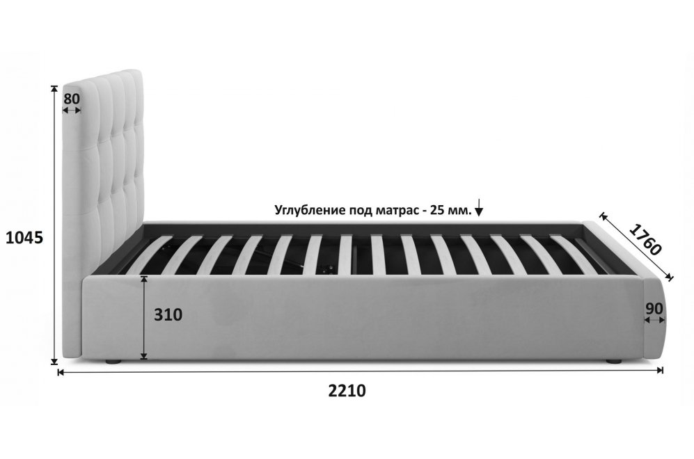 Двуспальная кровать Selesta 160х200 с ПМ велюр мята пастель