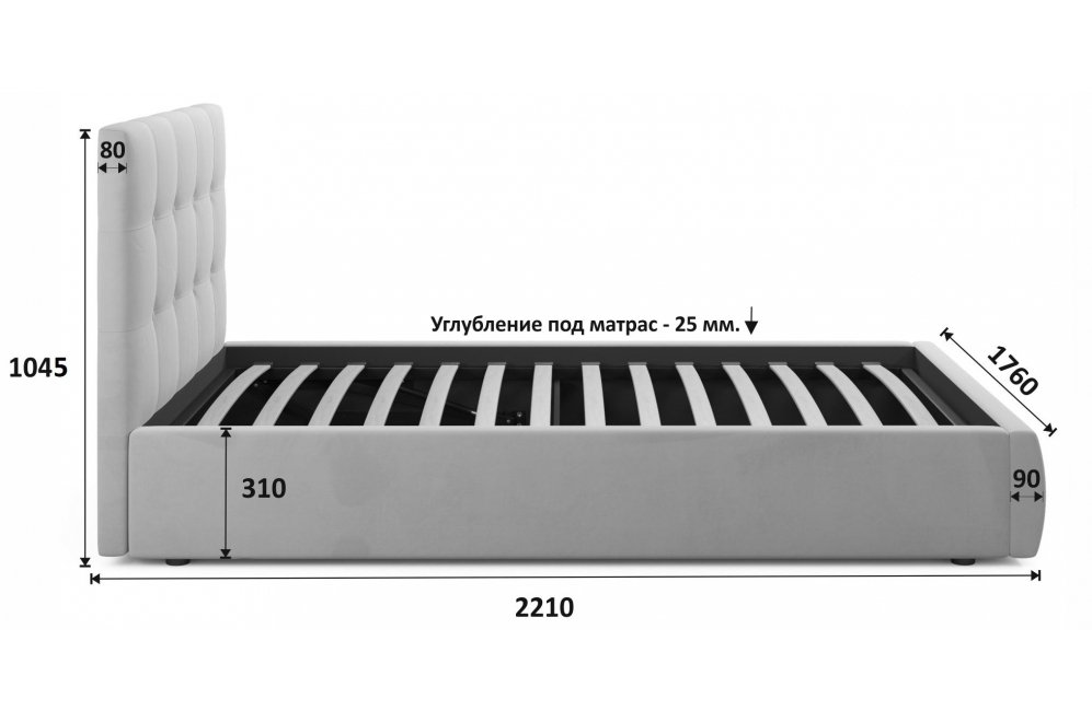 Двуспальная кровать Selesta 160х200 с ПМ велюр шоколад