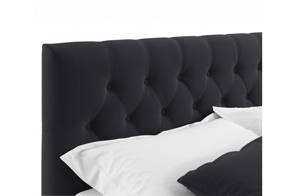 Двуспальная кровать Verona 160х200 с ПМ черный велюр