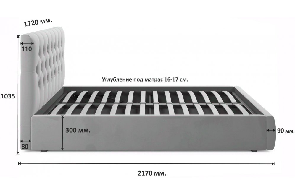 Двуспальная кровать Verona 160х200 с ПМ велюр мята пастель