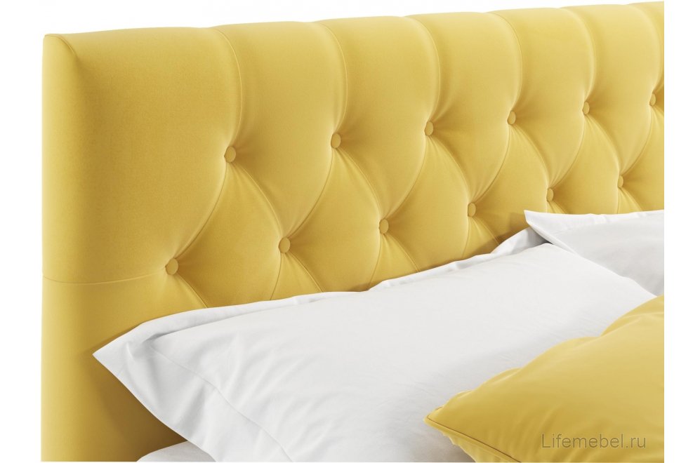 Двуспальная кровать Verona 160х200 с ПМ желтый велюр