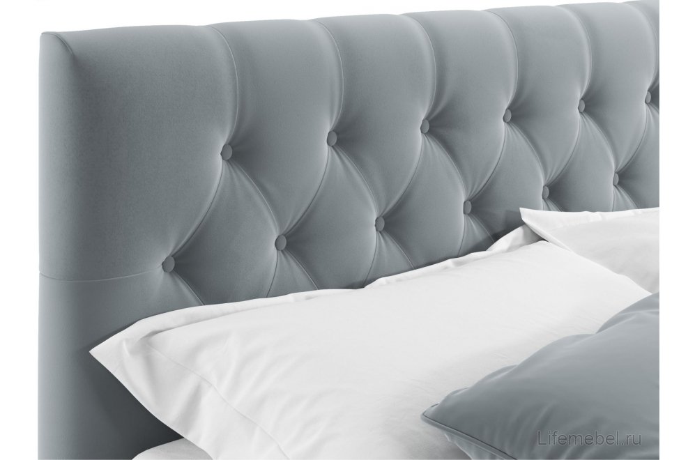 Двуспальная кровать Verona 180х200 с ПМ серый велюр