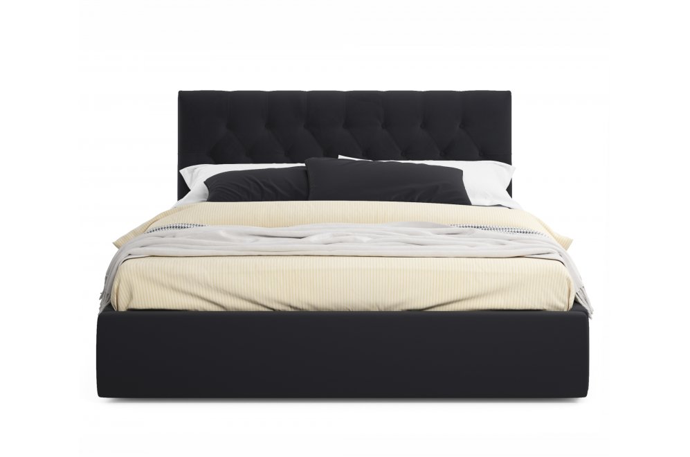 Двуспальная кровать Verona 180х200 с ПМ черный велюр