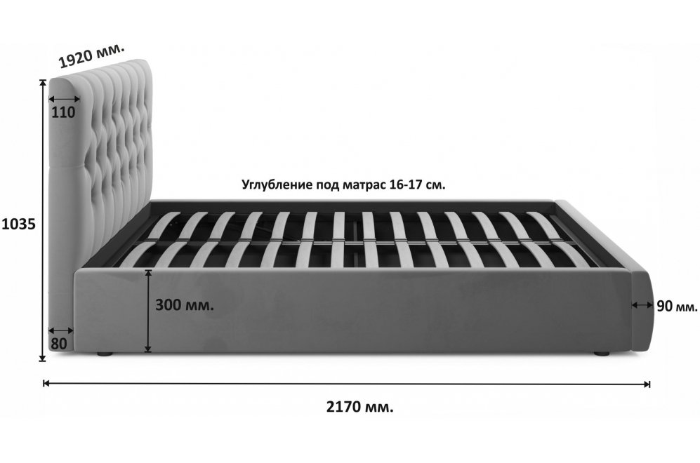Двуспальная кровать Verona 180х200 с ПМ велюр мята пастель
