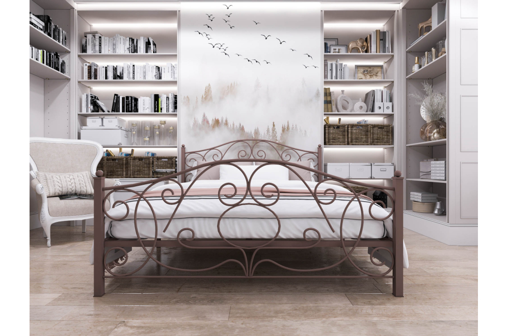 Двуспальная кровать Викси 160х190 коричневый муар