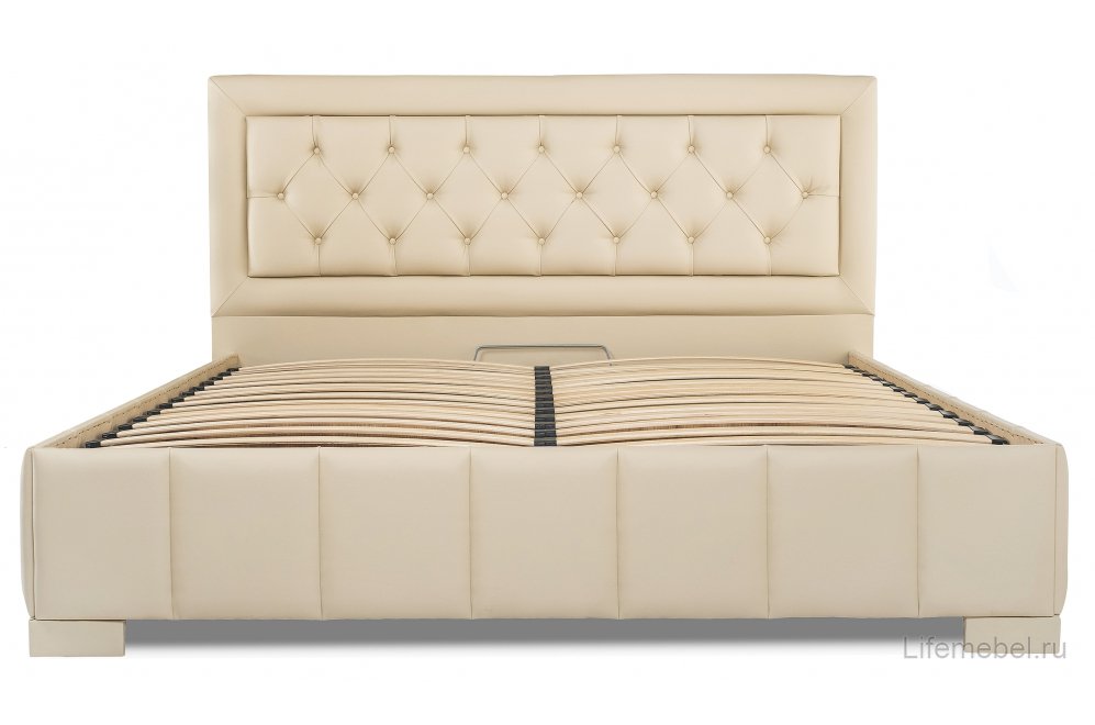 Кровать двуспальная №246 с ПМ 160 х 200 см МК 52 слоновая кость