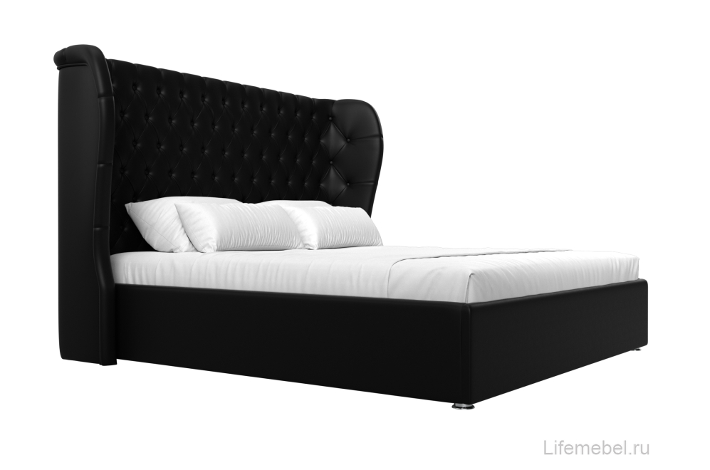 Кровать двуспальная Далия с ПМ 160 х 200 см эко-кожа черный