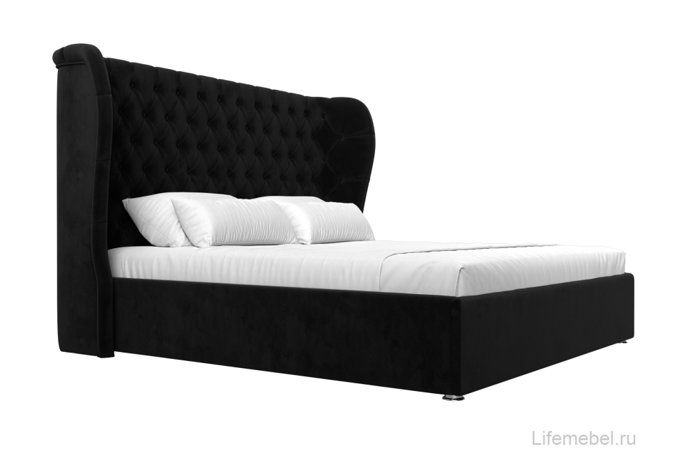 Кровать двуспальная Квант с ПМ 160 х 200 см велюр черный