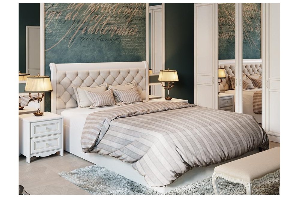 Кровать двуспальная Франческа СМ-312.01.002 160 х 200 см с ПМ дуб седан / замша с мягким изголовьем