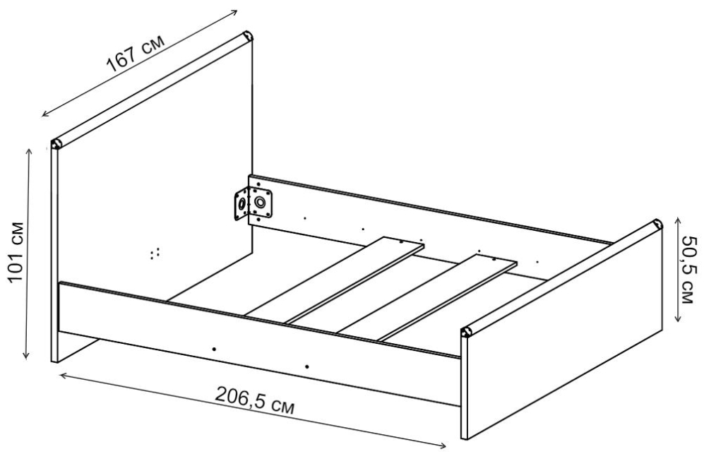Кровать двуспальная Индиана JLOZ 160 x 200 см с основанием дуб саттер