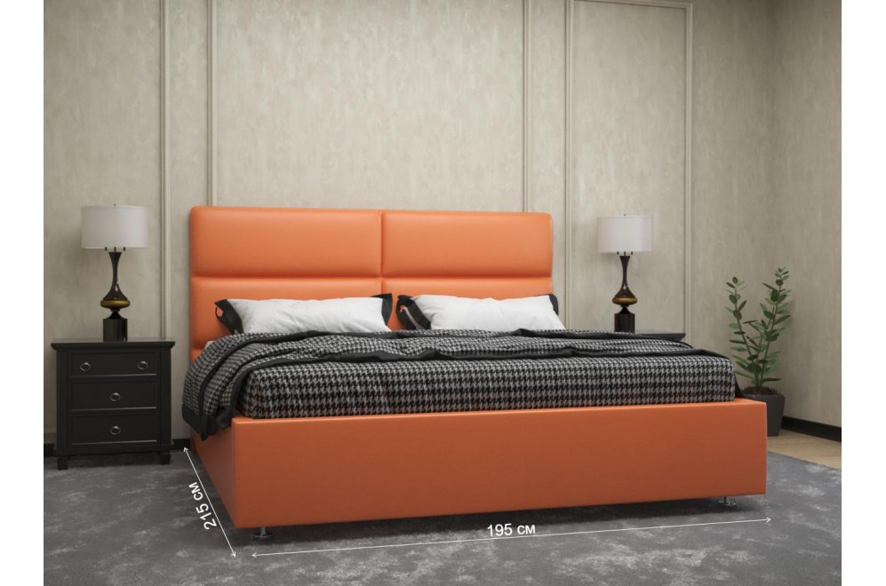 Кровать двуспальная Афродита-4 180 х 200 см с ПМ эко кожа mango