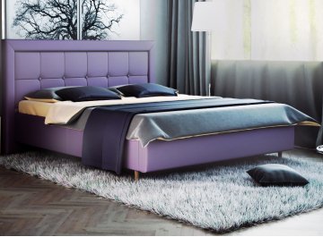 Кровать двуспальная Афродита-8-1 фиолетовая экокожа marvel viola