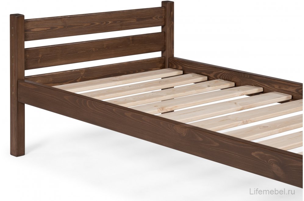 Односпальная кровать Классика 90 x 200 см с основанием темный дуб