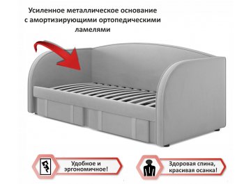 Детская кровать Исмера 90x200 с ортопедическим основанием и матрасом Новира B Cocos мята