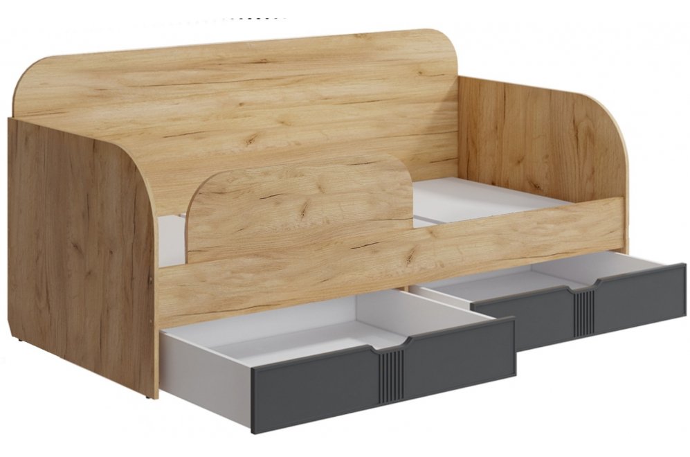 Односпальная кровать Эмилия ЭЛ-48 (90 x 200) дуб крафт золотой / графит