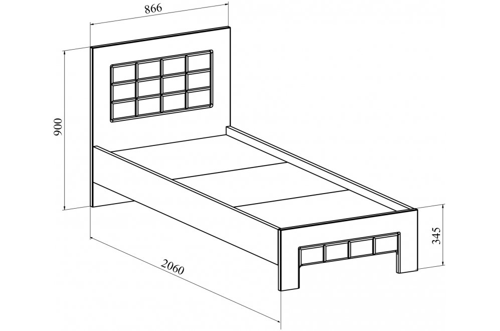 Односпальная кровать Изабель ИЗ-700К 80х200 орех темный