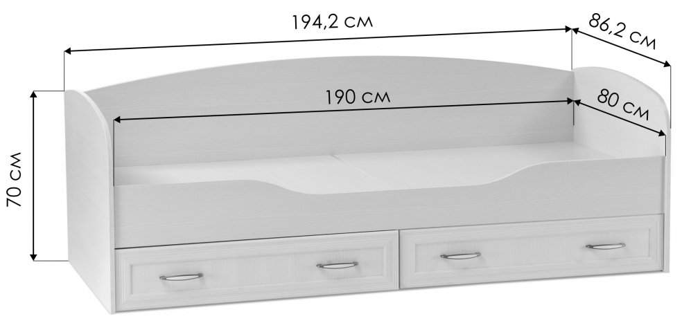 Односпальная кровать Колибри 80 х 190 см бодега