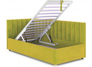 Детская кровать Меллиса 90x200 с ПМ угловая левая оливковый Velutto 28