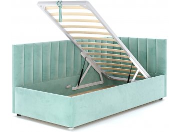 Детская кровать Меллиса 90x200 с ПМ угловая правая мятный Velutto 14