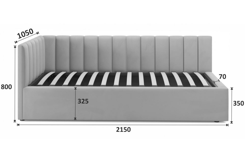 Тахта Milena 90х200 с ПМ лиловый велюр