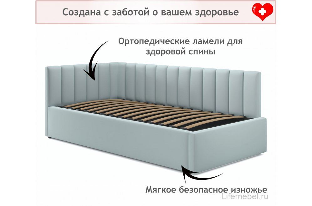Тахта Венера 90х200 с ПМ велюр мята пастель