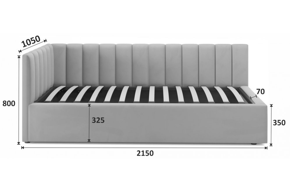 Тахта Milena 90х200 с ПМ желтый велюр