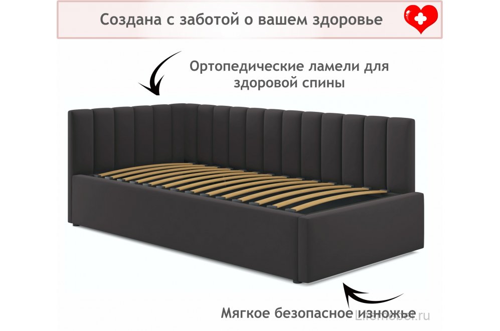 Тахта Венера 90х200 велюр шоколад