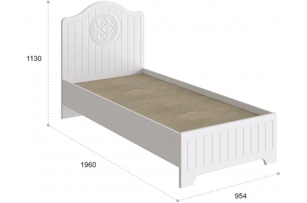 Односпальная кровать Монблан МБ-66К 90х190 белое дерево