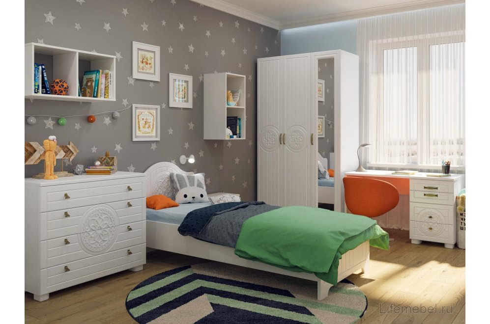 Односпальная кровать Монблан МБ-66К 90х190 белое дерево