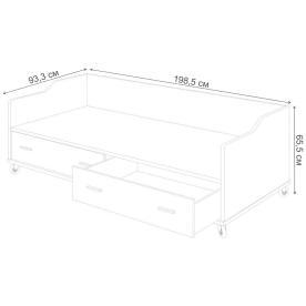 Односпальная кровать КР-5 90x190 с колесами