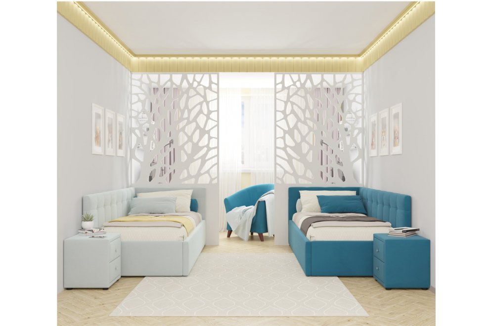 Односпальная кровать тахта Флоренза 90x200 с ПМ и матрасом ГОСТ мята