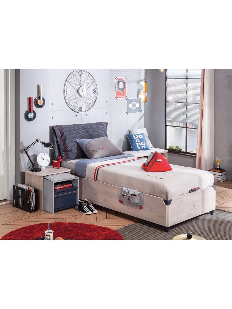 Односпальная кровать Trio 100х200 с ПМ трио / синяя