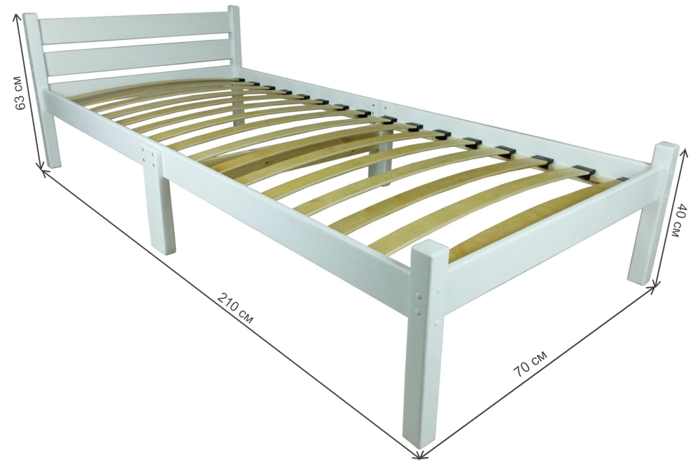 Односпальная кровать с ортопедическим основанием 60х200 см белая