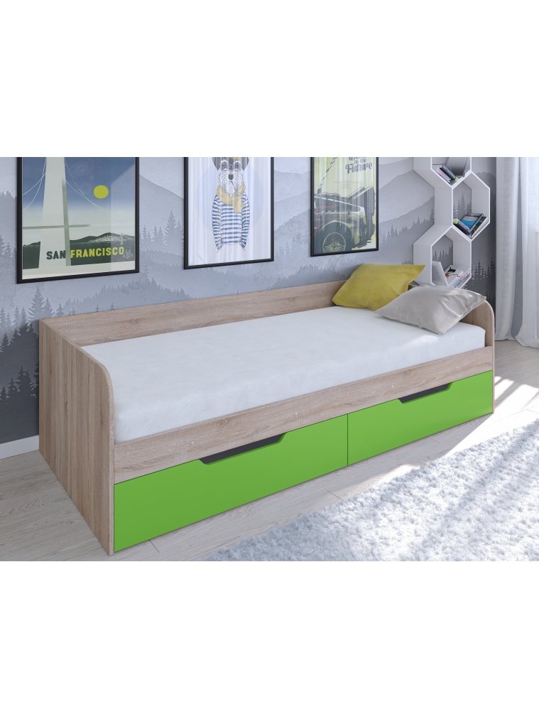 Софа Астра дуб сонома / салатовый