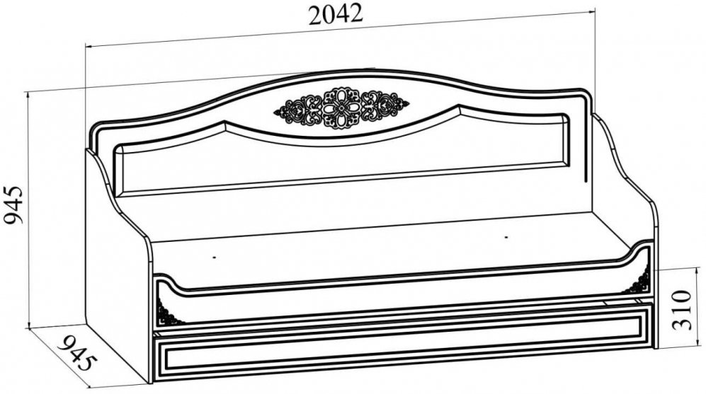 Софа Ассоль АС-47 90х200 белое дерево