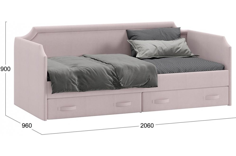 Софа Кантри ТД-308.12.02 Тип 1 90х200 велюр пудровый