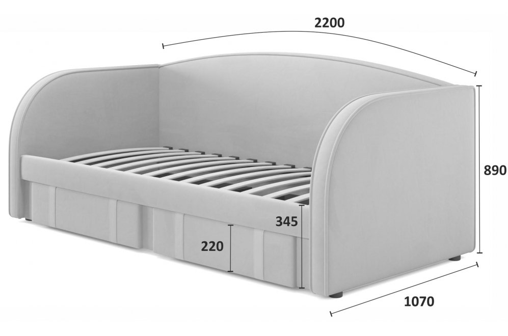 Софа Elda 90х200 велюр мята пастель