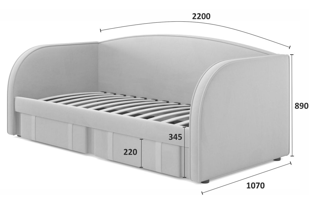 Софа Elda 90х200 желтый велюр