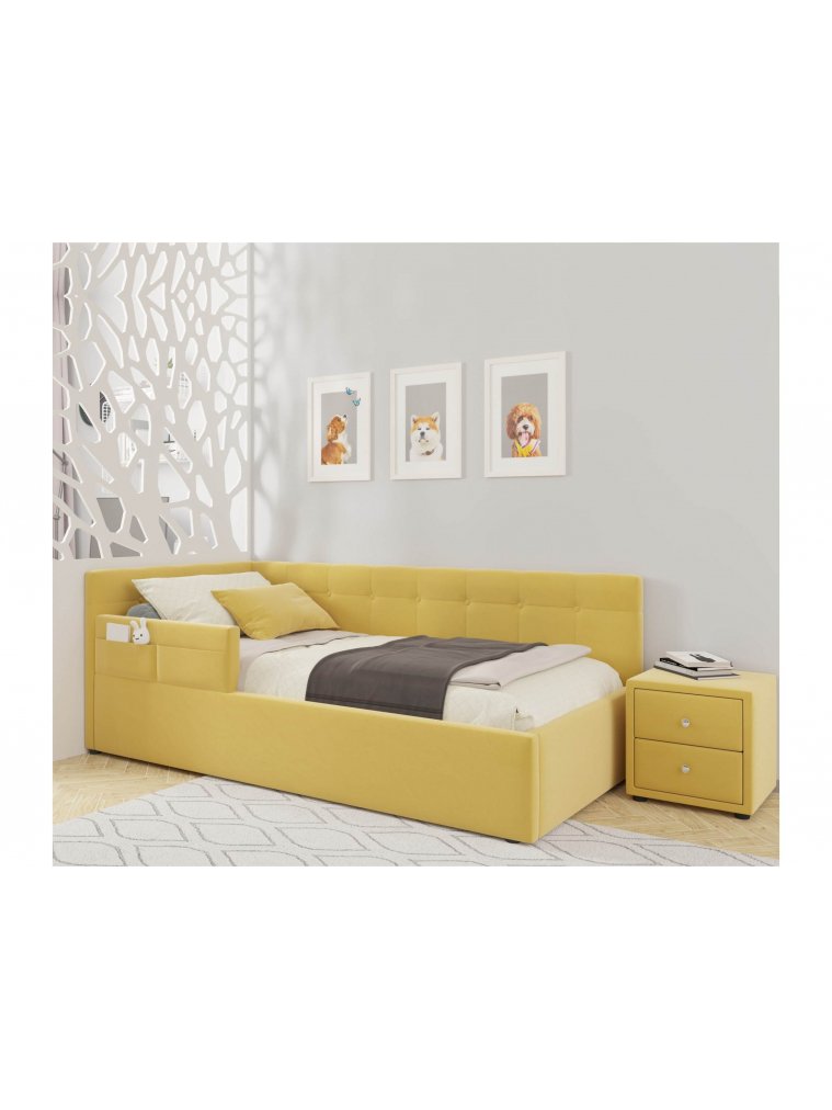 Тахта Bonna 90х200 с защитным бортиком желтая