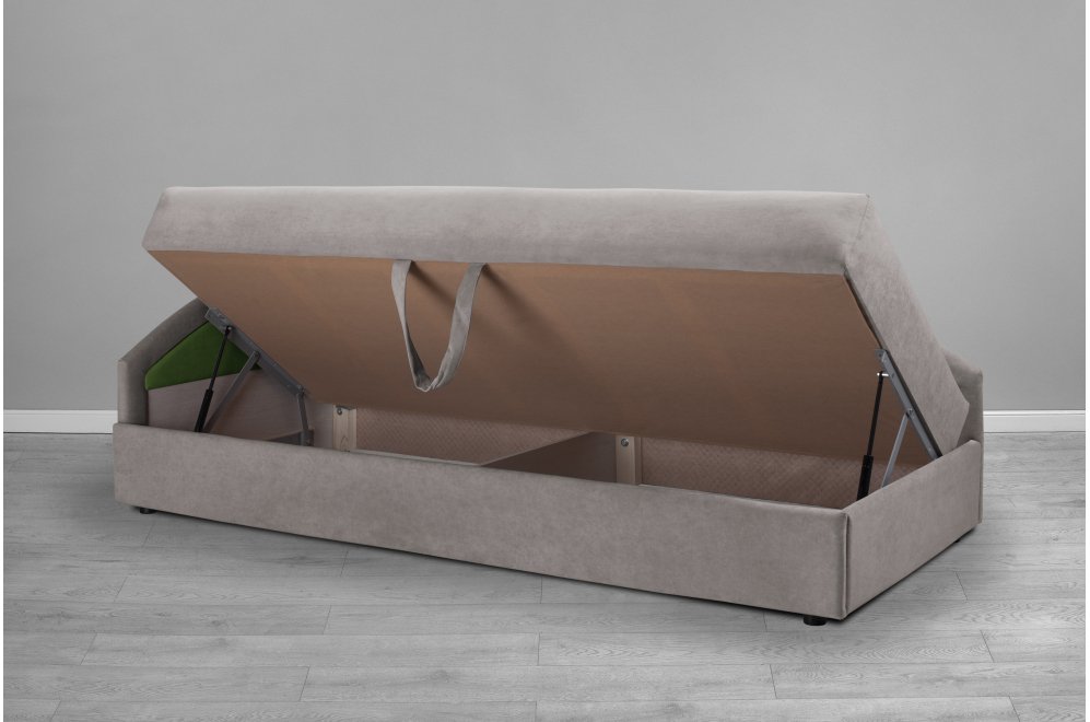 Тахта Дельта 90х200 левая с ПМ velutto 21 / velutto 31 зеленая