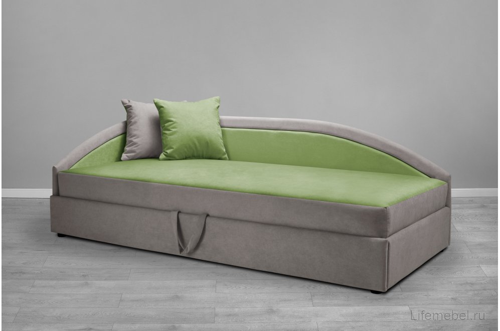 Тахта Дельта 90х200 левая с ПМ velutto 21 / velutto 31 зеленая
