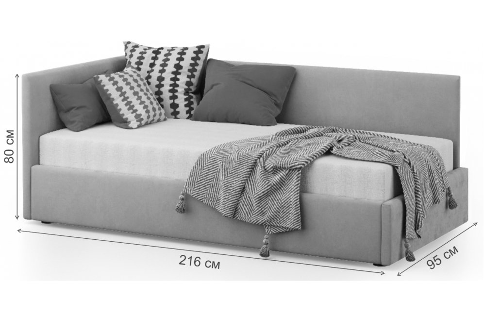 Тахта Каролина-2 80х200 с ПМ велюр bingo denim