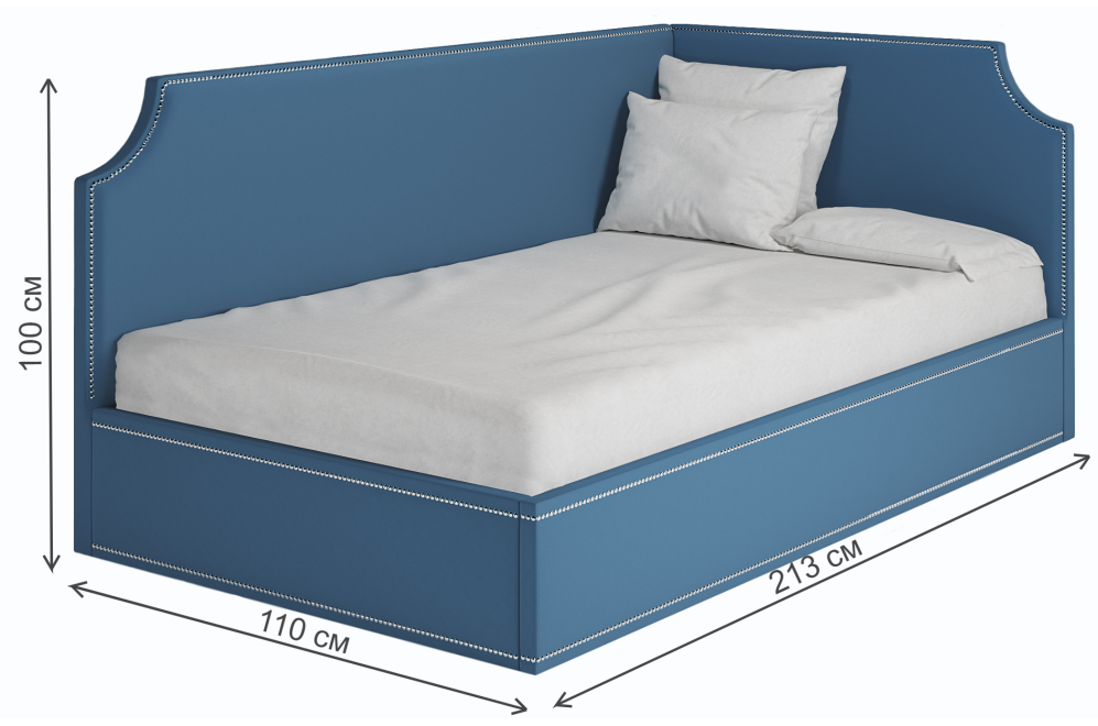 Тахта Брайтон 100х200 с ПМ правая newtone azure