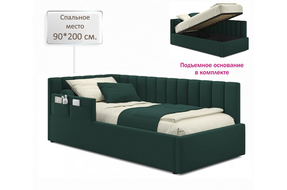 Тахта Венера с бортиком 90х200 изумруд