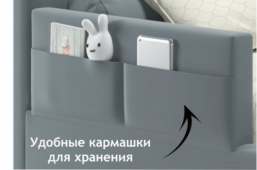 Тахта Венера с бортиком 90х200 серая